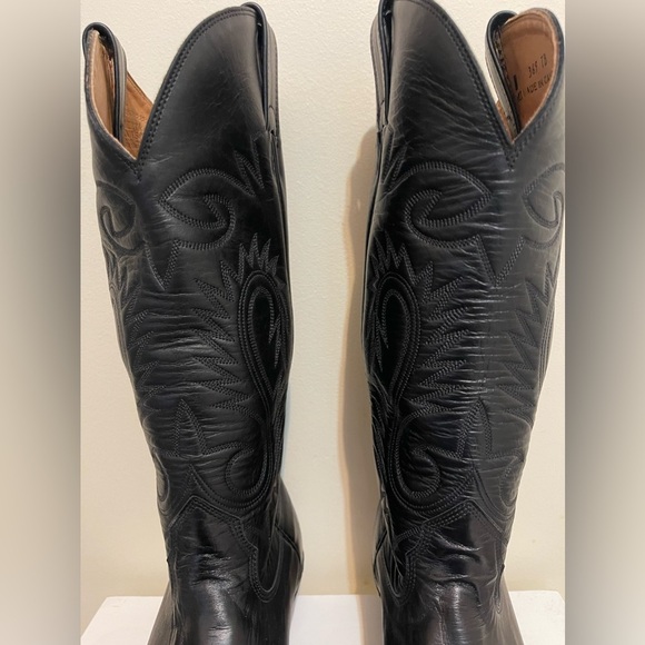 NWT Alberta Boot Black Kangaroo Leather Cowboy Boots Western Boots Women Size 11 - Picture 3 of 10
